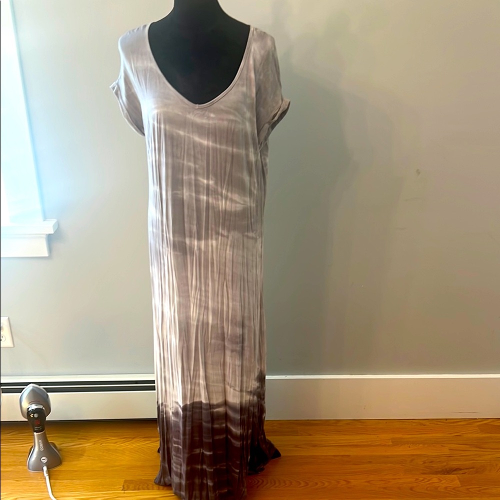 Women’s gray Ombre Maxi Dress with Short Sleeves